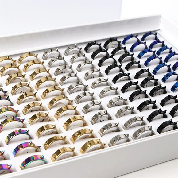 Multicolor Spike Stainless Steel Rings - Picture 7 of 7